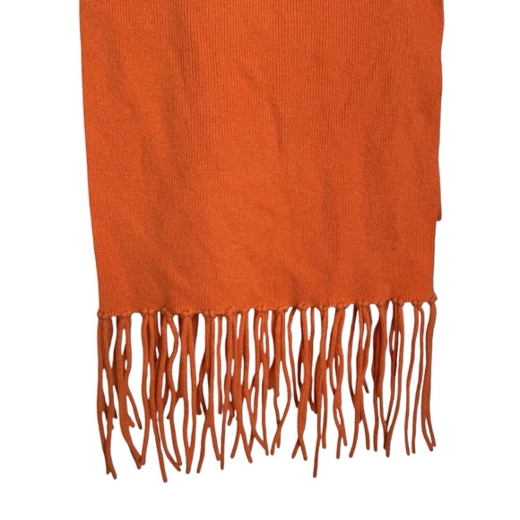 Cashmere Classics 100% Cashmere Scarf with Fringe Ends 11.5” x 73” Orange - Picture 4 of 6